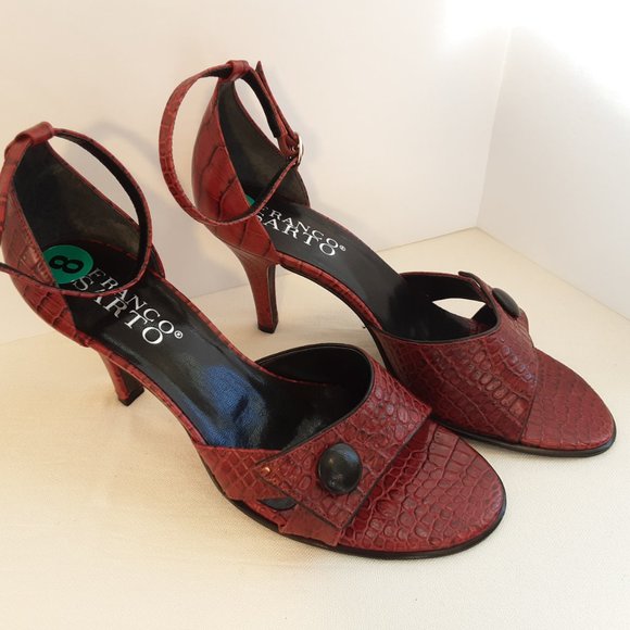 Franco Sarto Red Leather Heels | Sandals | New! 8 - Picture 2 of 14